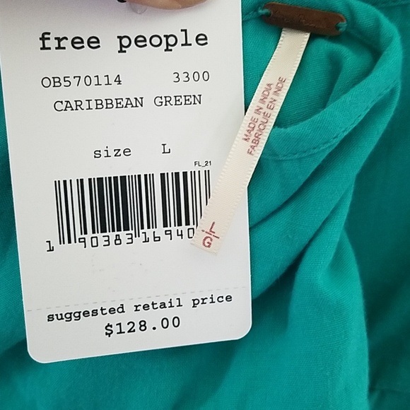 🆕️ Free People Embroided Flowers Dress Green - Picture 6 of 8